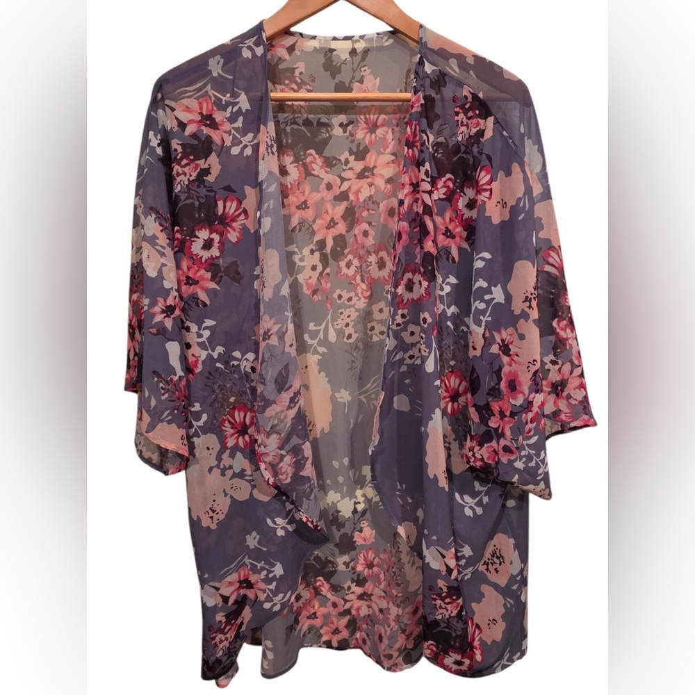 Sheer Floral Open-Front Kimono | Lightweight Layering Piece